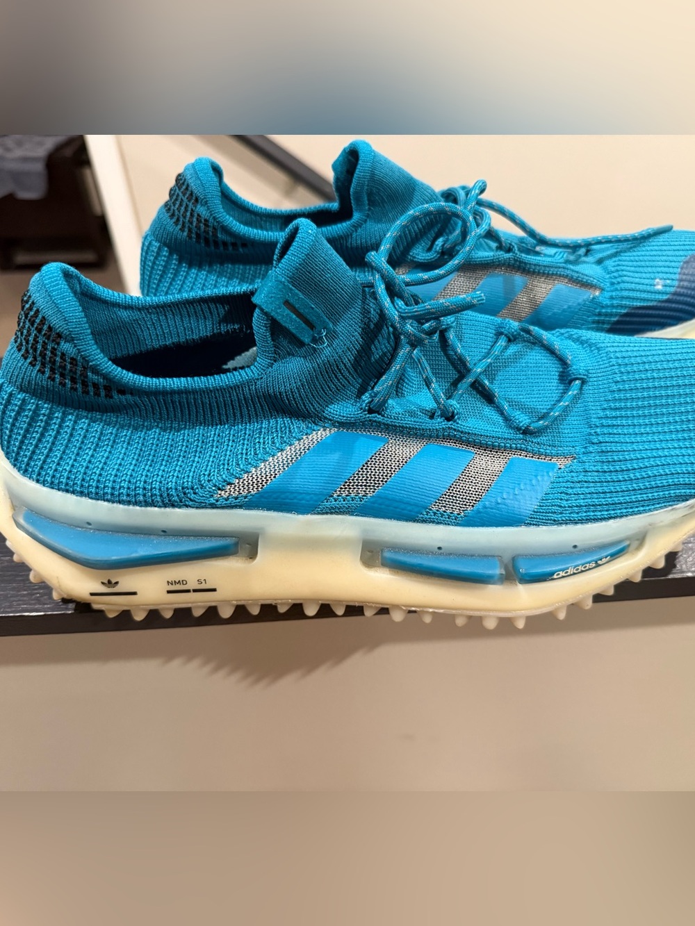 adidas  Teal Knit Slip-On Sneakers